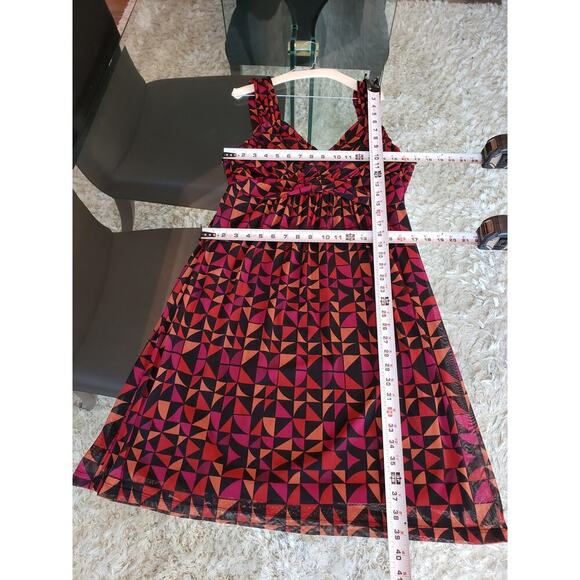 APT.9 Flared Dress Women Large Multi Geometric Print Pleated Skirt Surplice Neck - Picture 8 of 13